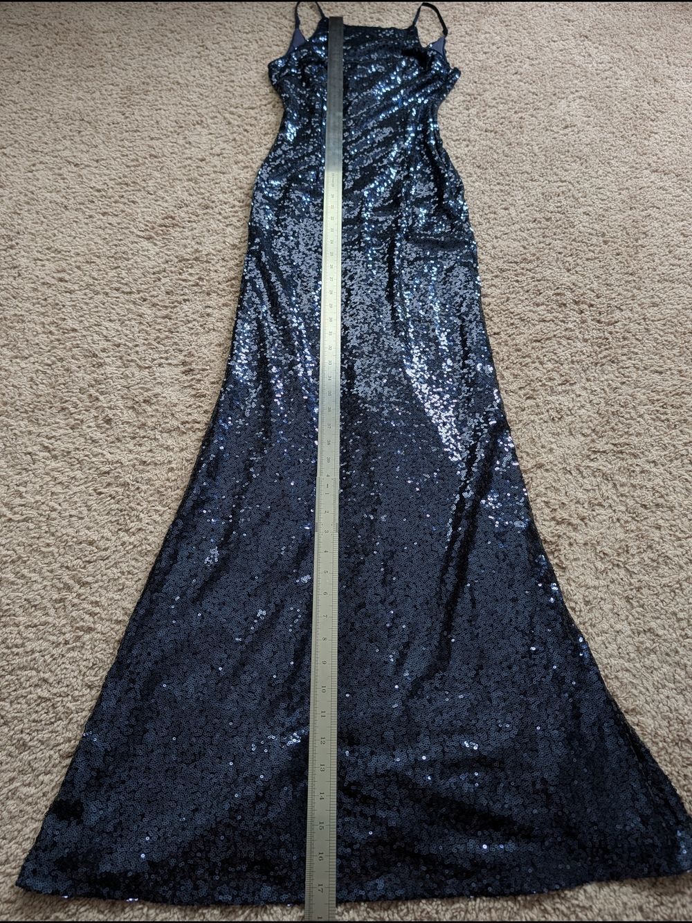 Lulus Womens Navy Blue Chic Celebration Sequin Evening Gown Maxi Dress Size XS - Picture 15 of 15